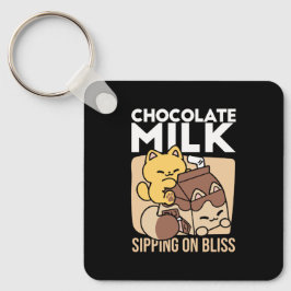 Chaveiro Chocolate Milk Sipping on Bliss – Kawaii Cat Food