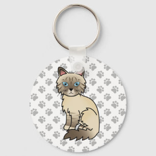 Chaveiro Chocolate Point Tabby Birman / Ragdoll Cartoon Cat