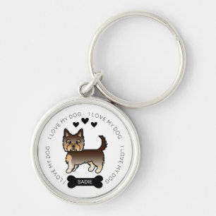Chaveiro Chocolate Yorkshire Terrier Dog Love & Name
