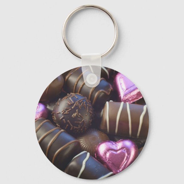 Chaveiro chocolates com folha rosa (Frente)