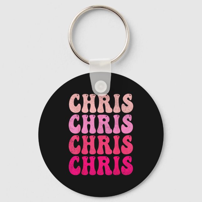 Chaveiro Chris Groovy Primeiro Nome D Eu Amo Chris Camiseta (Frente)