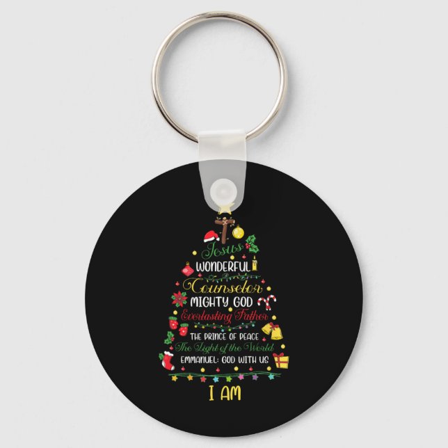 Chaveiro Christian Christmas Jesus Bible Names Xmas Tree Sh (Frente)