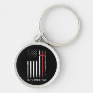 Chaveiro Christian EUA Flag American Cristo Faith Over F