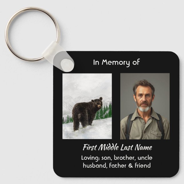 Chaveiro Christian Memorial Keepsake Black Bear Animal (Frente)