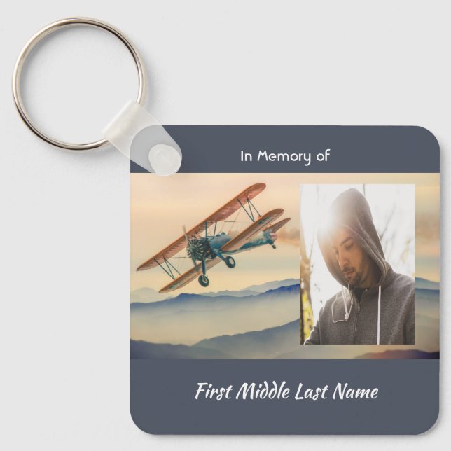 Chaveiro Christian Memorial Keepsake  Clouds Biplane Sky (Frente)