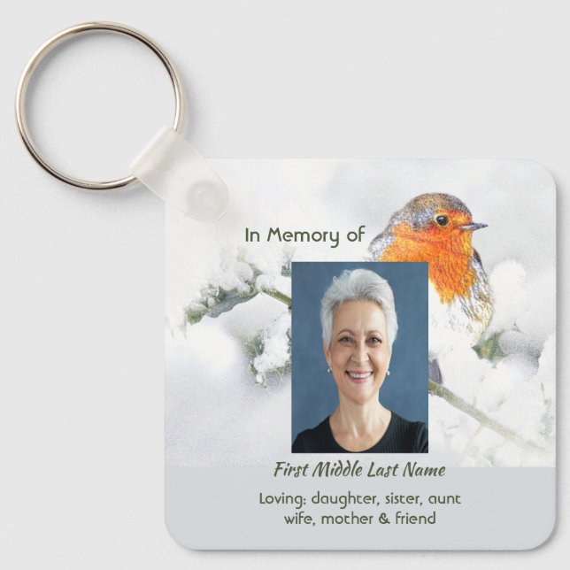 Chaveiro Christian Memorial Keepsake English Robin Bird (Frente)