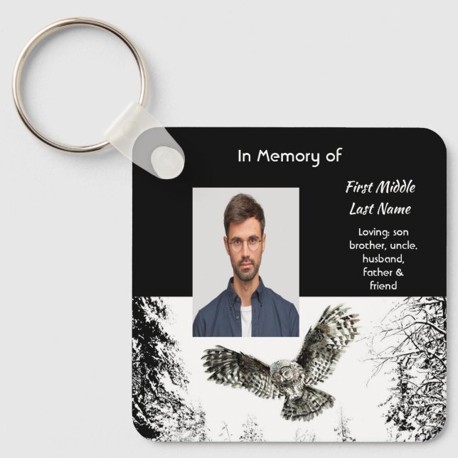 Chaveiro Christian Memorial Keepsake Watercolor Owl Bird (Frente)