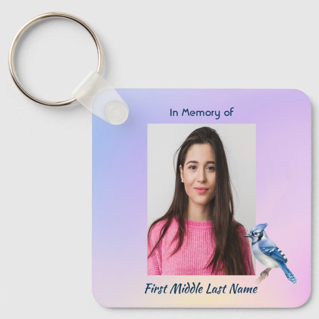 Chaveiro Christian Memorial Watercolor Bluejay Garden  (Frente)