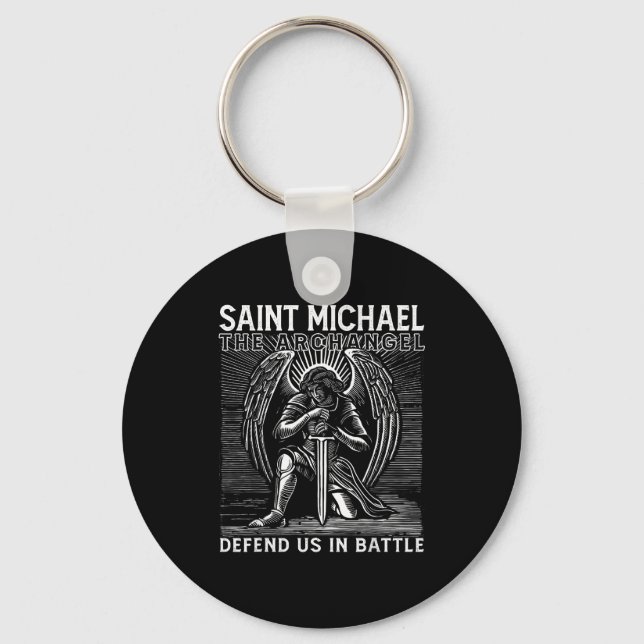 Chaveiro Christian Saint Michael Catholic Saint Defend Us I (Frente)