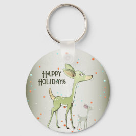 Chaveiro Christmas Celebration Green Deers Holidays Cute