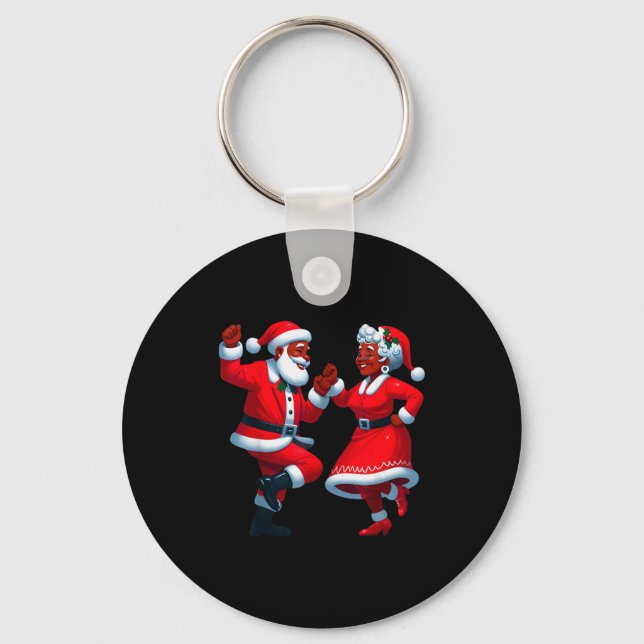 Chaveiro Christmas Dancing Black African American Santa Mrs (Frente)