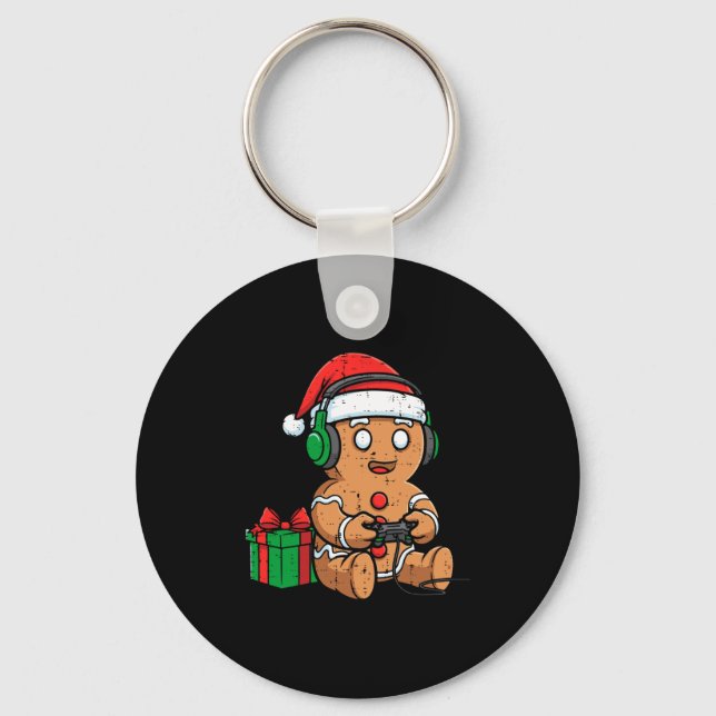 Chaveiro Christmas Gingerbread Gamer Xmas Gaming Boys Kids  (Frente)