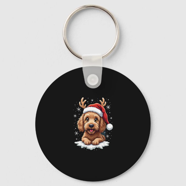 Chaveiro Christmas Goldendoodle Dog Reindeer Holiday Doodle (Frente)