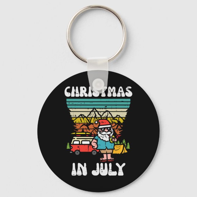 Chaveiro Christmas In July Camper Van Santa Retro Xmas Men  (Frente)