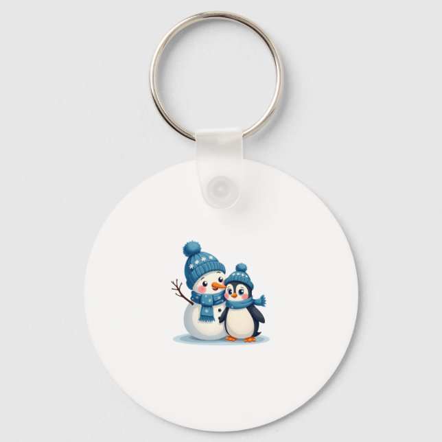 Chaveiro Christmas Merry Christmas For Gift Penguin Snowman (Frente)