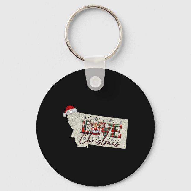 Chaveiro Christmas Montana Xmas State Map Montana Christmas (Frente)