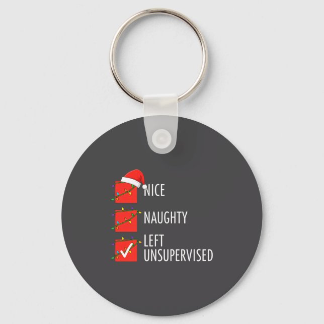Chaveiro Christmas Nice Naughty Left Unsupervised Naughty O (Frente)