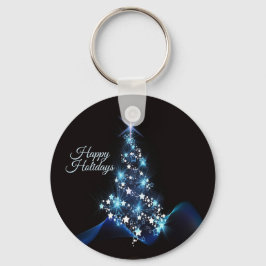 Chaveiro Christmas Party Blue Tree Shiny Black Elegant