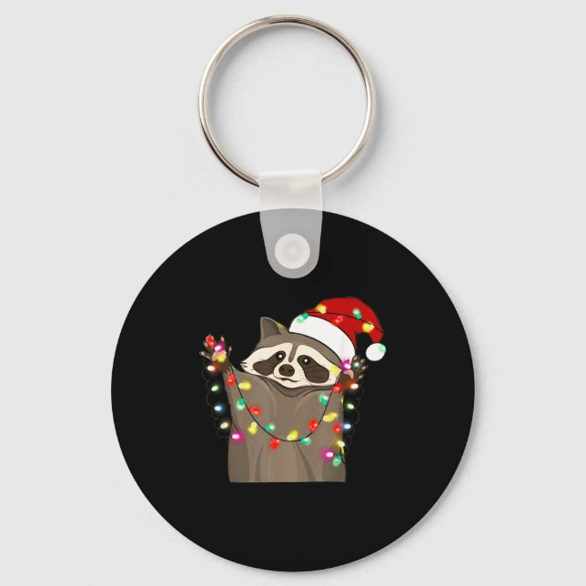 Chaveiro Christmas Racoon Swea,funny Christmas Lights Racco (Frente)
