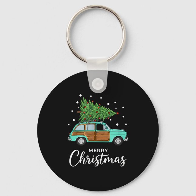 Chaveiro Christmas Retro Car With Christmas Tree - Merry Me (Frente)