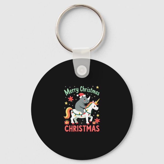 Chaveiro Christmas Rhino Merry Christmas Unicorn Rhino T-Sh (Frente)