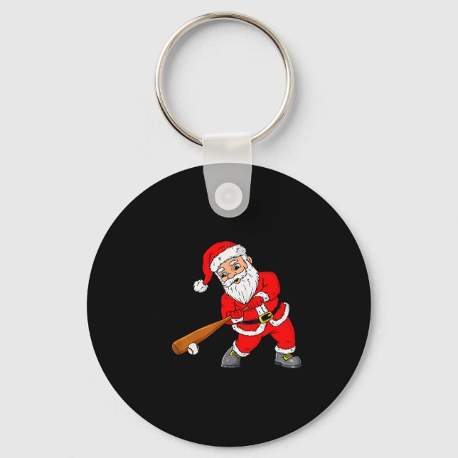 Chaveiro Christmas Santa Claus With Baseball Bat Boys Kids  (Frente)