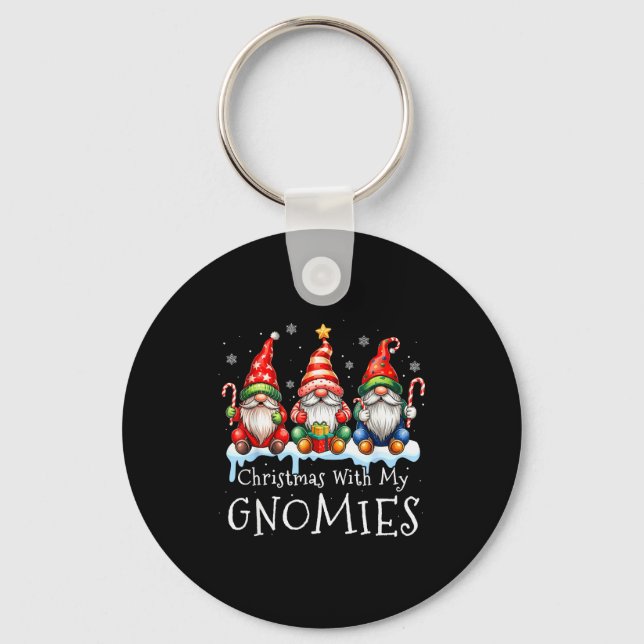 Chaveiro Christmas With My Gnomies Buffalo Plaid Gnome Fami (Frente)