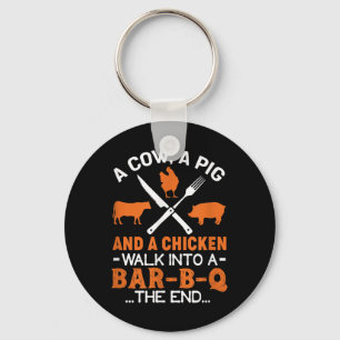Chaveiro Churrasco Engraçado Grelando Design A Vaca A Suíno