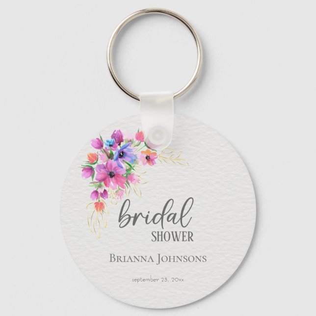 Chaveiro Chuva de Noiva com Flores Brilhantes e Verdura Dou (Frente)