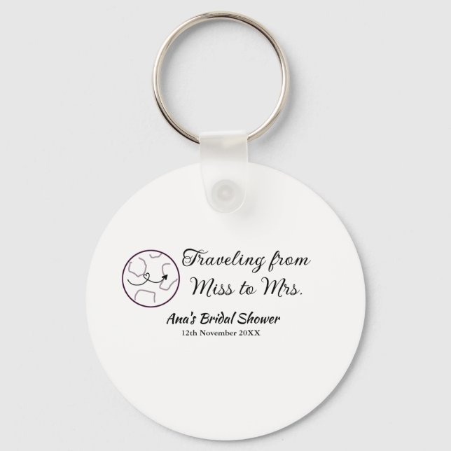 Chaveiro Chuveiro de noiva de viagem adicione nome data sen (Frente)