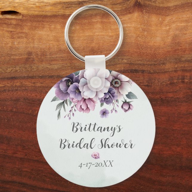 Chaveiro Chuveiro de Noiva Lavanda & Floral Verde (Frente)