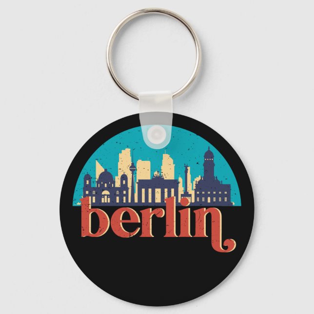 Chaveiro Cidade de Berlim Alemanha Skyline Vintage Cityscap (Frente)