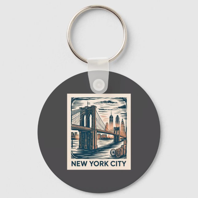 Chaveiro Cidade de Nova York Ponte de Brooklyn Negrito Retr (Frente)