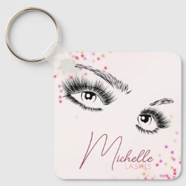 Chaveiro Cílios Sparkly Rosa Glitter Confetti Maquiagem QR