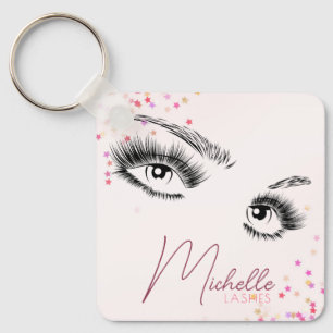 Chaveiro Cílios Sparkly Rosa Glitter Confetti Maquiagem QR