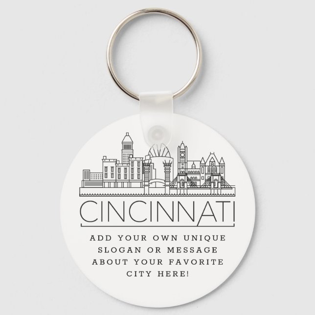 Chaveiro Cincinnati, Ohio Estilizou Skyline | Slogan Person (Frente)