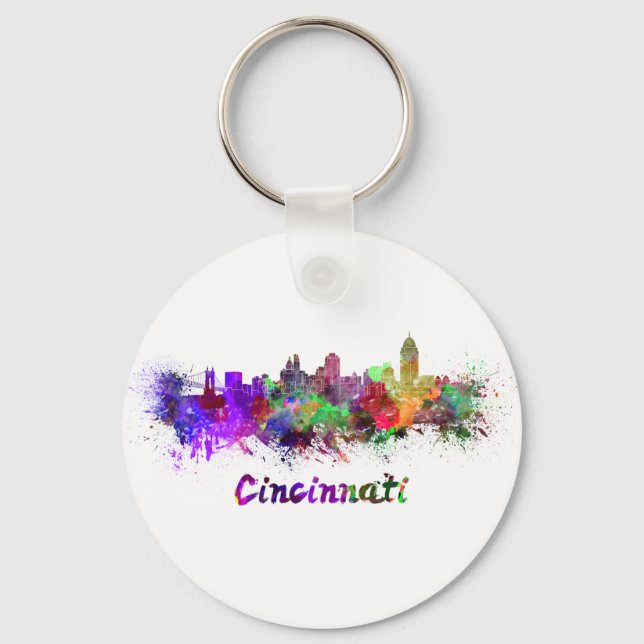 Chaveiro Cincinnati skyline em aquarela (Frente)