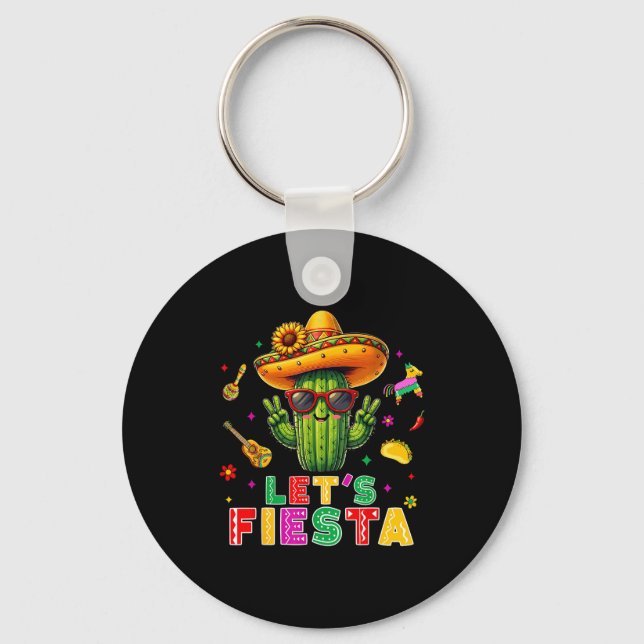 Chaveiro Cinco de maio cacto mexicano engraçado vamos feste (Frente)
