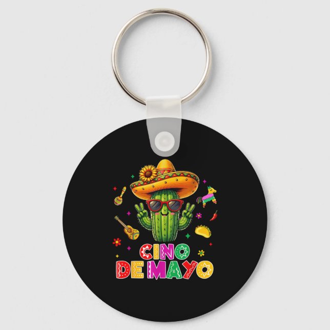 Chaveiro Cinco de maio cacto mexicano engraçado vamos feste (Frente)