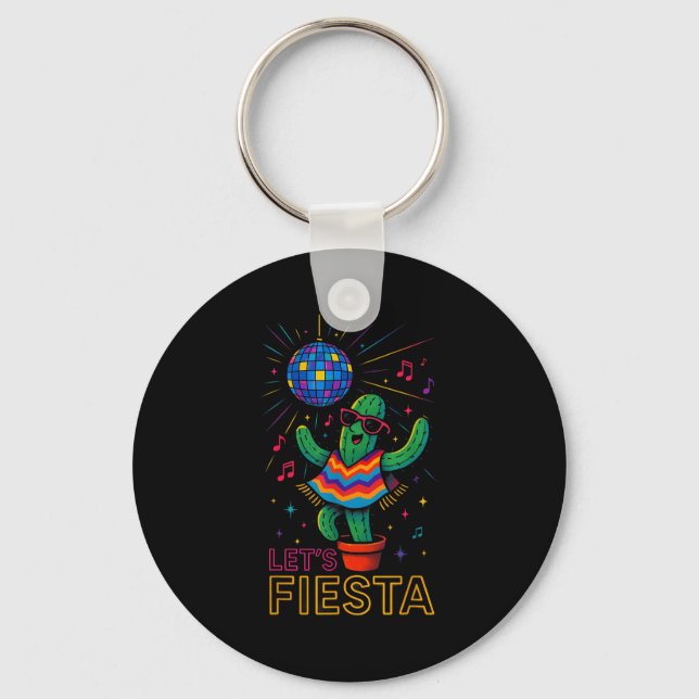 Chaveiro Cinco de maio festa mexicana de cactus engraçada v (Frente)