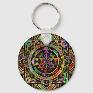 Chaveiro Cingyantra Sri Chakra, um colorido Dourado