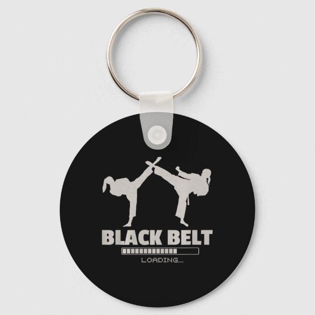 Chaveiro Cinto Preto Carregando Karate Premium Tri-Blend (Frente)