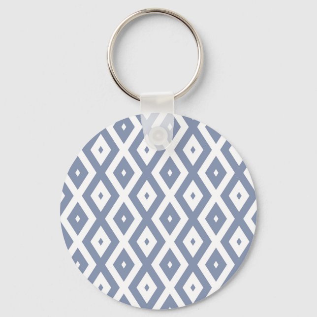 Chaveiro Cinza azul e padrão de diamante branco (Frente)
