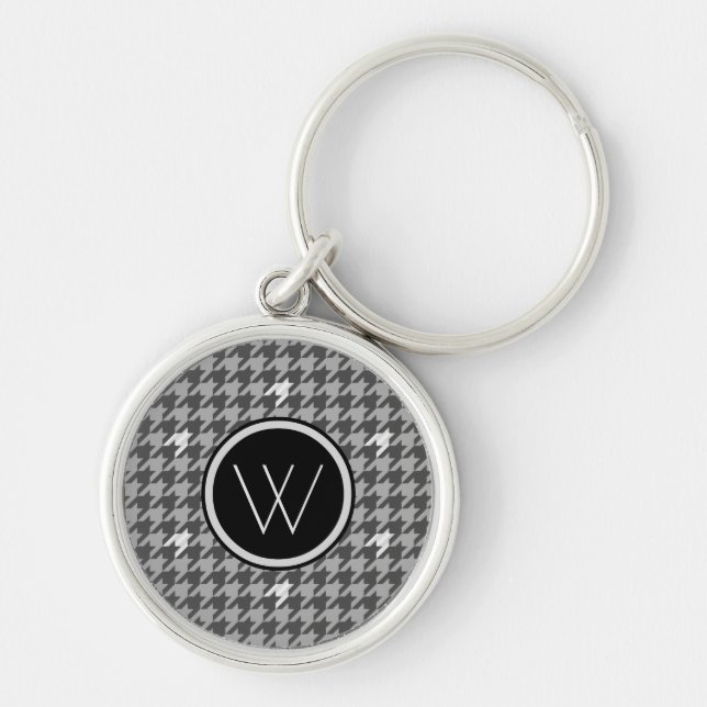 Chaveiro Cinza com Houndstooth de Destaque de Silver (Frente)