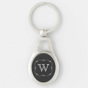 Chaveiro Cinza de Estilo Vintage e Cadeia de Chave Monogram