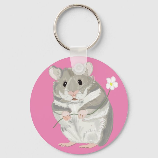 Chaveiro Cinza de Hamster Branco (Frente)