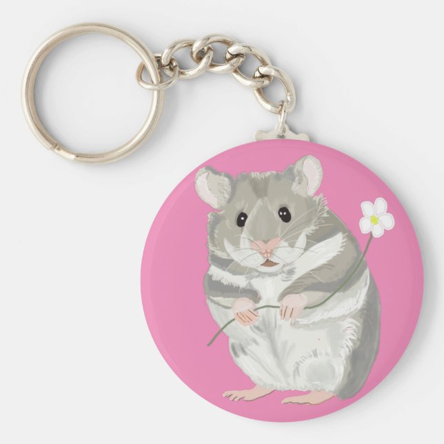 Chaveiro Cinza de Hamster Branco (Frente)