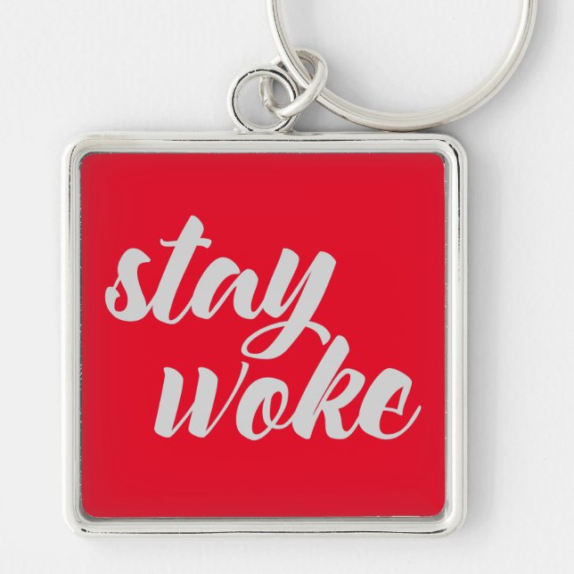 Chaveiro Cinza Keep Woke (Frente)
