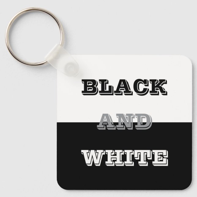 Chaveiro Cinza Preta Texto Branco E Design de Cores Sólidas (Frente)