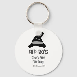 Chaveiro Cinza preto RIP 30's 40º aniversário chapéu de bru